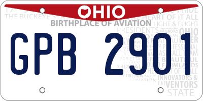 OH license plate GPB2901