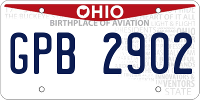 OH license plate GPB2902