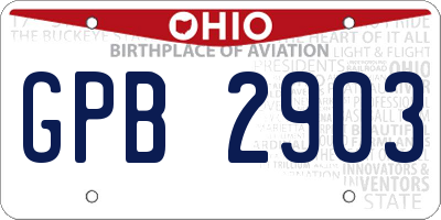 OH license plate GPB2903