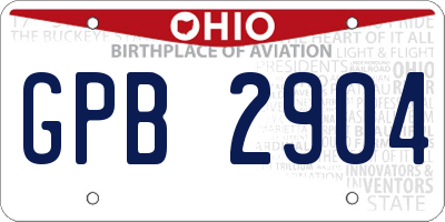 OH license plate GPB2904