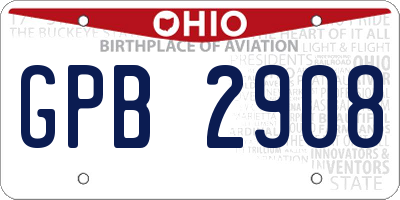 OH license plate GPB2908