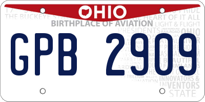 OH license plate GPB2909