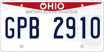 OH license plate GPB2910