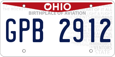 OH license plate GPB2912