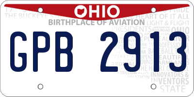 OH license plate GPB2913