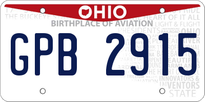 OH license plate GPB2915