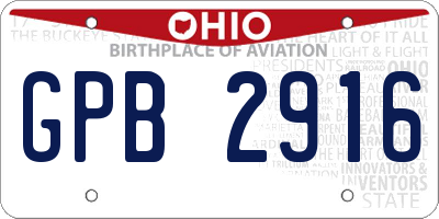 OH license plate GPB2916