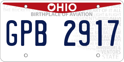 OH license plate GPB2917