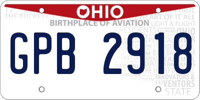 OH license plate GPB2918