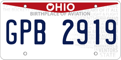 OH license plate GPB2919