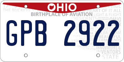 OH license plate GPB2922