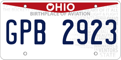 OH license plate GPB2923