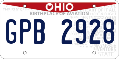 OH license plate GPB2928