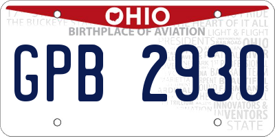 OH license plate GPB2930