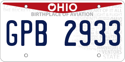 OH license plate GPB2933