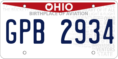 OH license plate GPB2934