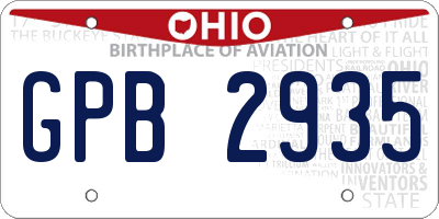 OH license plate GPB2935