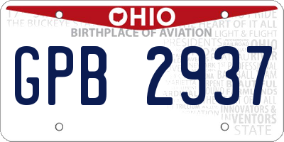 OH license plate GPB2937