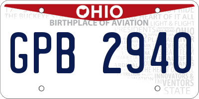 OH license plate GPB2940