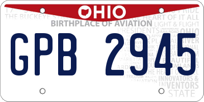 OH license plate GPB2945