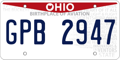 OH license plate GPB2947