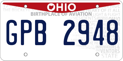 OH license plate GPB2948