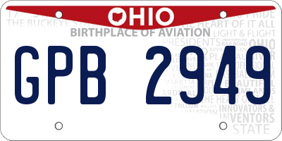 OH license plate GPB2949