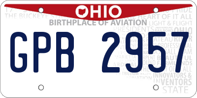OH license plate GPB2957