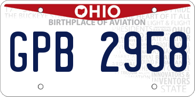 OH license plate GPB2958