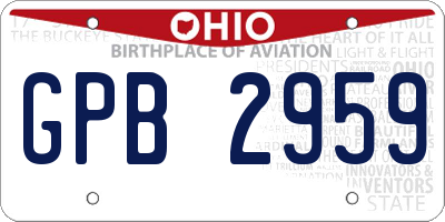 OH license plate GPB2959