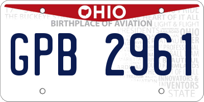 OH license plate GPB2961