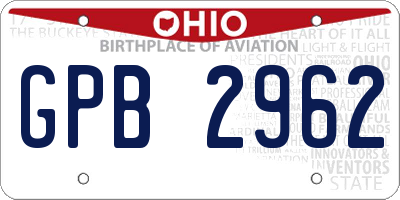 OH license plate GPB2962