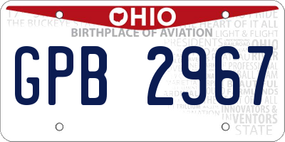 OH license plate GPB2967