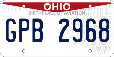 OH license plate GPB2968