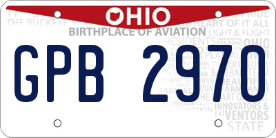 OH license plate GPB2970