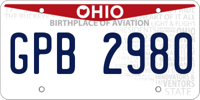 OH license plate GPB2980