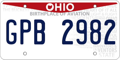 OH license plate GPB2982