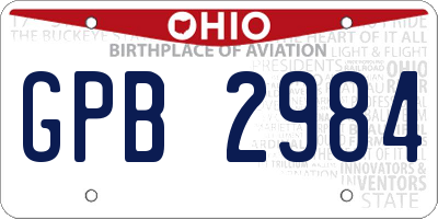 OH license plate GPB2984