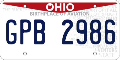 OH license plate GPB2986