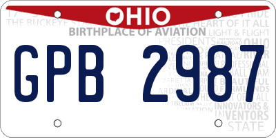 OH license plate GPB2987