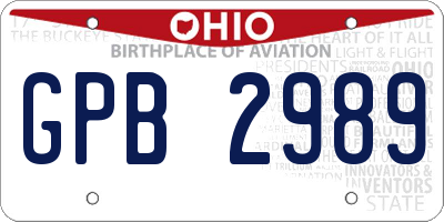 OH license plate GPB2989