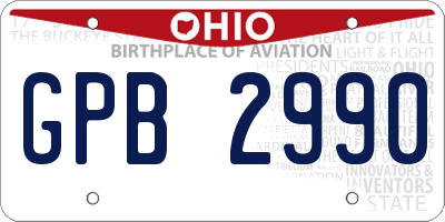 OH license plate GPB2990