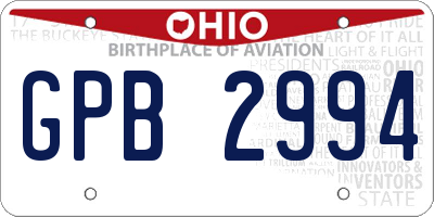 OH license plate GPB2994