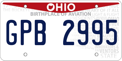 OH license plate GPB2995