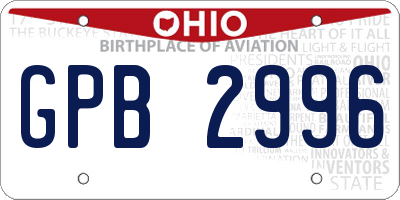 OH license plate GPB2996