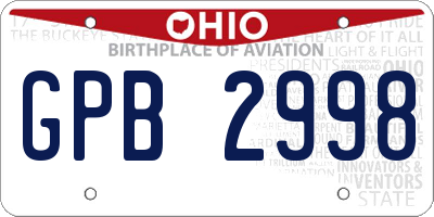 OH license plate GPB2998