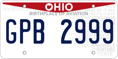 OH license plate GPB2999