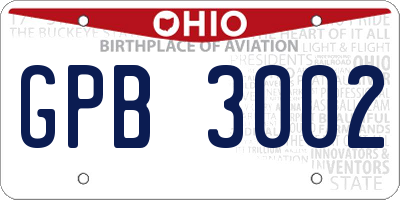 OH license plate GPB3002