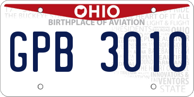 OH license plate GPB3010