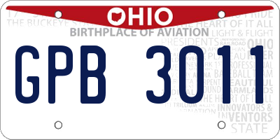 OH license plate GPB3011
